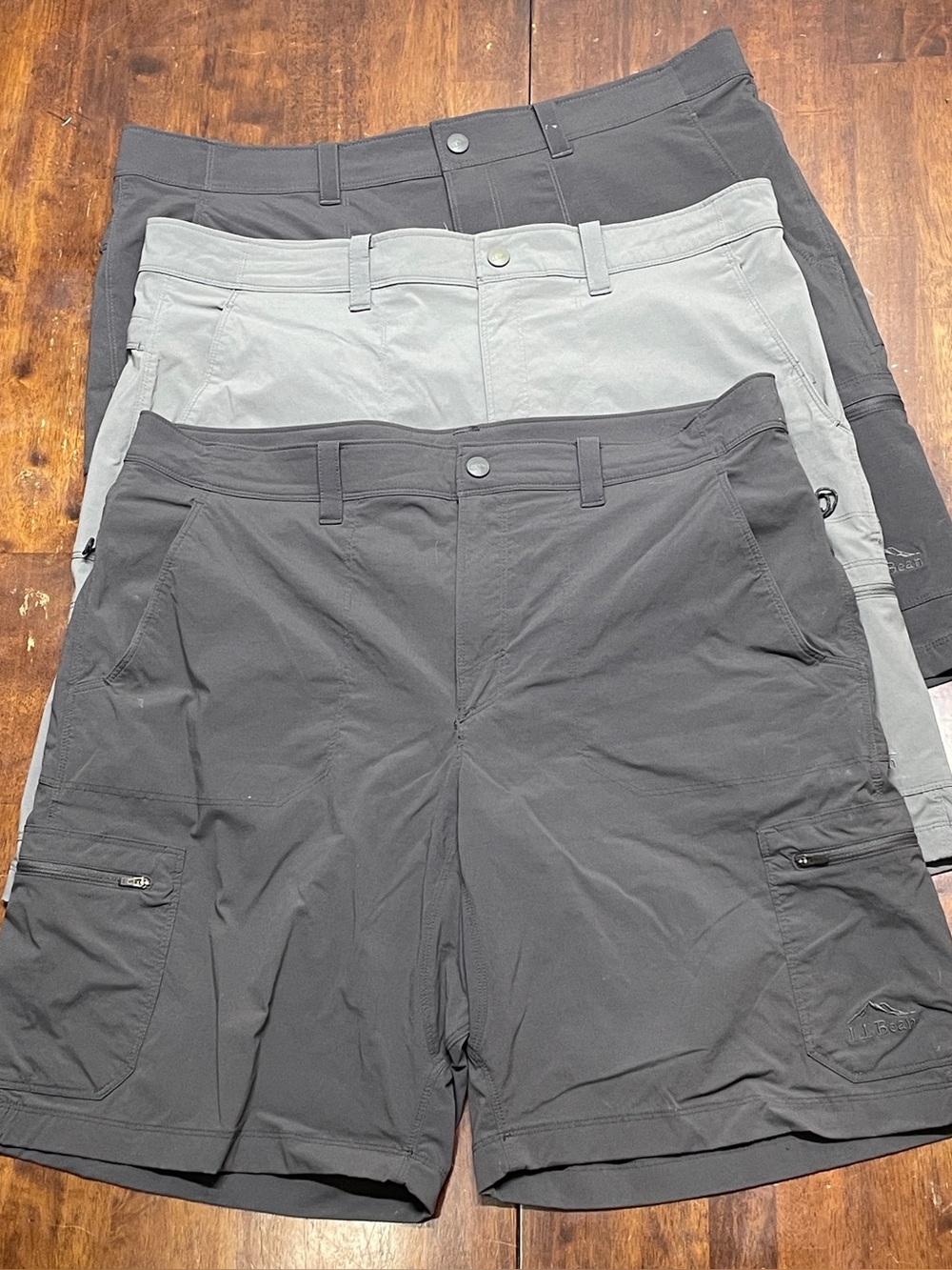 LL Bean Cresta Hiking Shorts Mens 38W 10" Inseam Gray Nylon Stretch Lot Of 3
